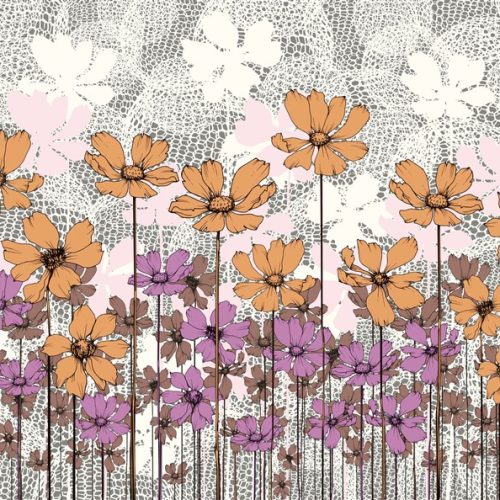 Mor ve Sarı Kır  Çiçekleri duvar kağıdı PİX15A