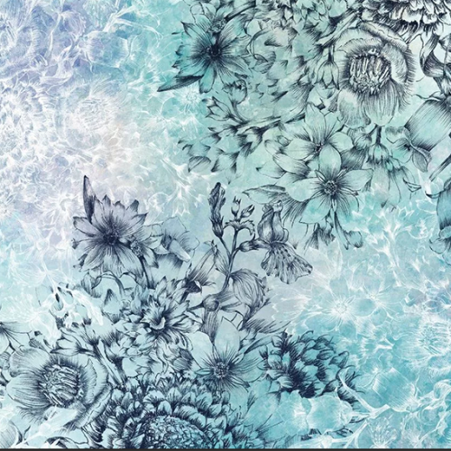 Mavi Çiçek Duvar Kağıdı W6645