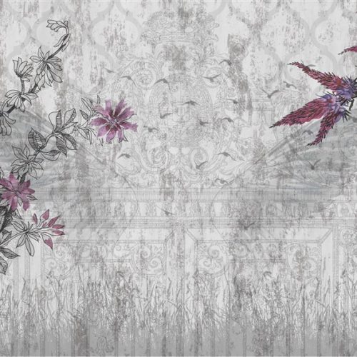 Pembe Çiçekli Bahçe Kapısı Duvar Kağıdı WM012B